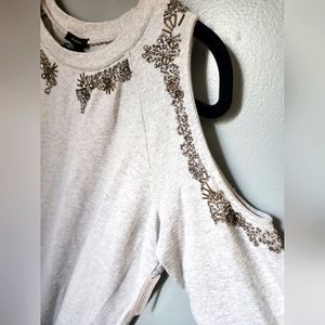 New Halogen Cold Shoulder Beaded Top Medium